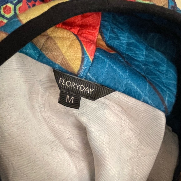 FLORYDAY Dress Quilted Mock Neck Midi Avant Garde Colorful Abstract Print Medium - Picture 11 of 12